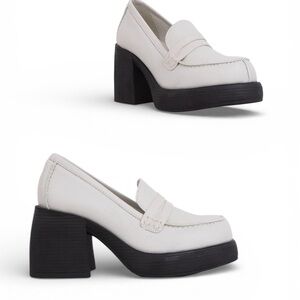 Intervalle Levigne off white leather Women's Chunky Heel Loafers size 37